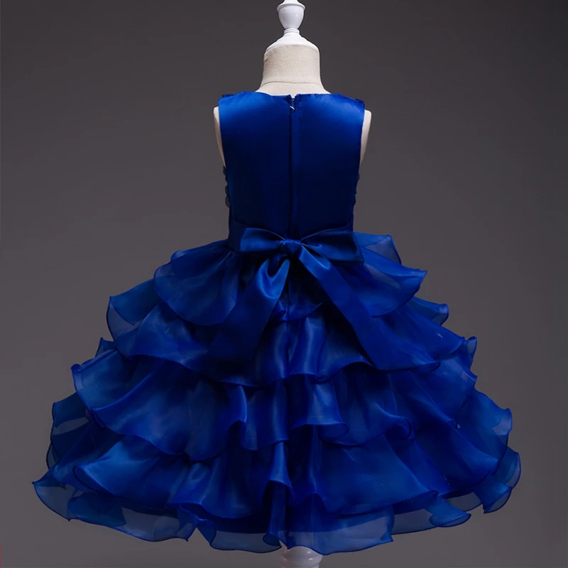 dark blue It's Yiya/Платья с цветочным узором для девочек 8 цветов, длинное платье для девочек без рукавов с круглым вырезом, пышные платья Vestidos De Noches Para Ninas 559 - Цвет: dark blue