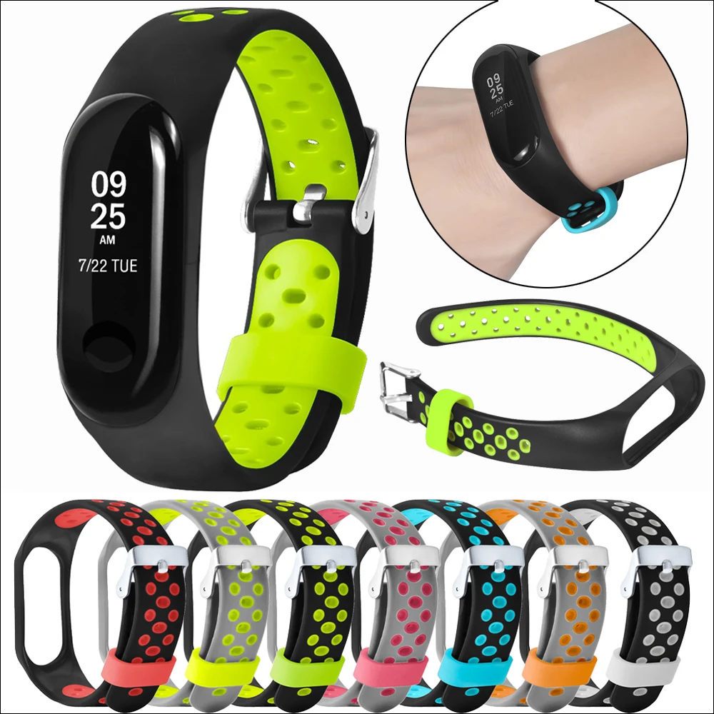Для xiaomi Mi Band 3 дышащий браслет силиконовый спортивный ремешок для Miband сменный