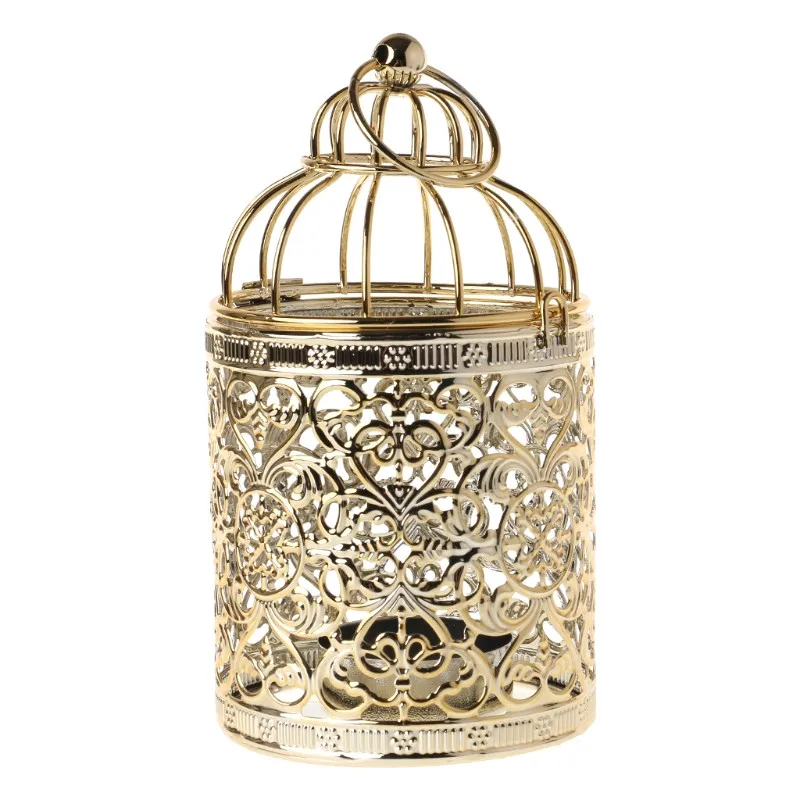 04 Высокое качество полый Держатель Подсвечники Tealight подвесной фонарь винтажная клетка для птиц 3 цвета - Цвет: 04