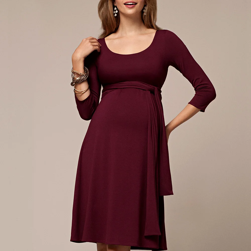 Осеннее платье для грудного вскармливания беременных женщин большого размера