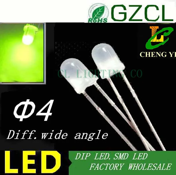 4 мм DIP led диффузный зеленый круглый 2-контактный диод 2 0-2 5 v 568-575NM | Лампы и