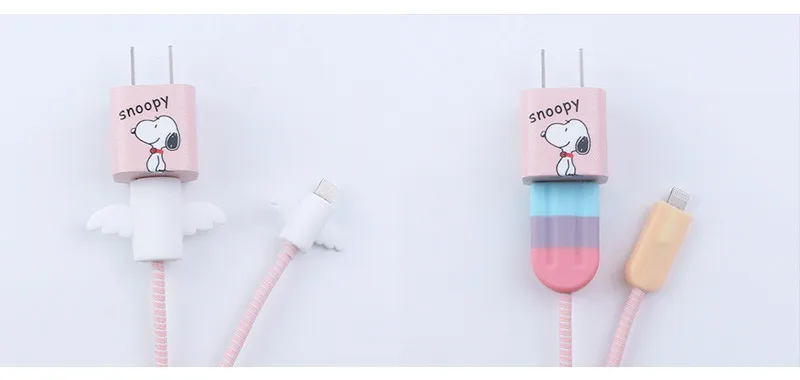 Милый мультяшный usb-кабель протектор для наушников с кабельным Стикеры для намотки спиральный usb-шнур с зарядным устройством для iPhone 6 6s 7 8 Plus X XR