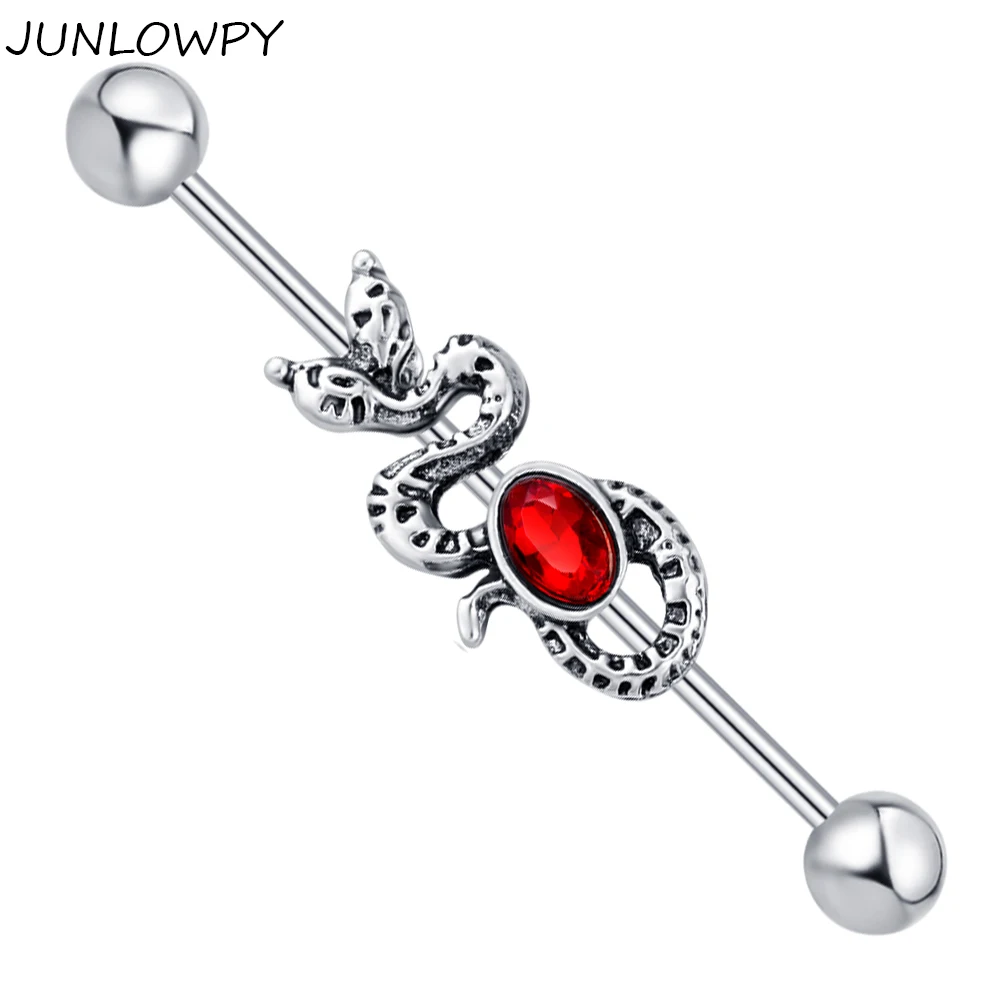 JUNLOWPY 14 г нержавеющая сталь змея с красным фианитом драгоценный камень
