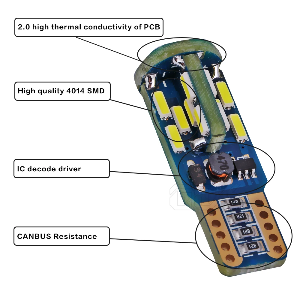 1pcs t10 led canbus T10 30led 4014 smd LED No OBC Error 194 168 W5W 30smd nonpolarity Interior Light Wedge bulb | Автомобили и