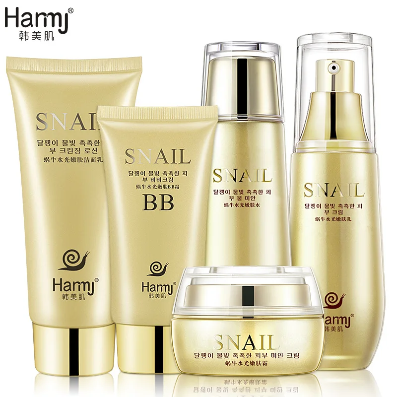

Korea Cosmetics Snail Skin Care Sets 5pcs Whitening Moisturizing Anti Aging Wrinkle Acne Treatment Repairing Beauty Face Care