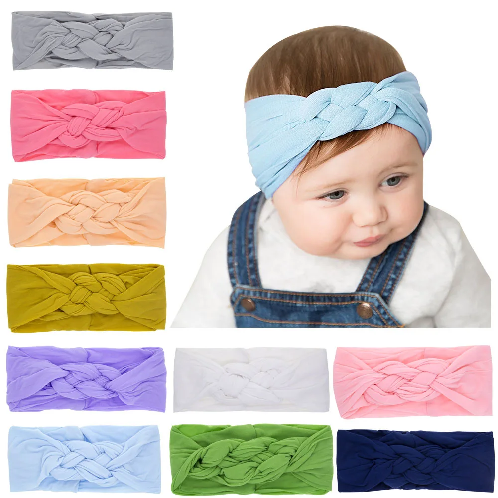 

Yundfly Elastic Cross Knot Girl Turban Solid Color Headwraps Baby Girls Nylon Headbands Toddler Infant Hair Accessories