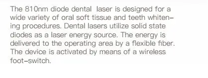 Dental 810nm Diode Oral Soft Tissue Surgery and Teeth Whitening Laser 7W Dental Laser