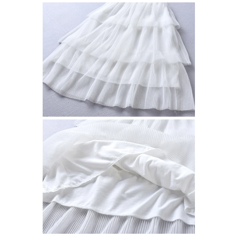 Cake Layer long skirts age 2 - 12 yrs Baby girls beach clothes lace tulle ruffle princess white black party dance | Детская одежда и