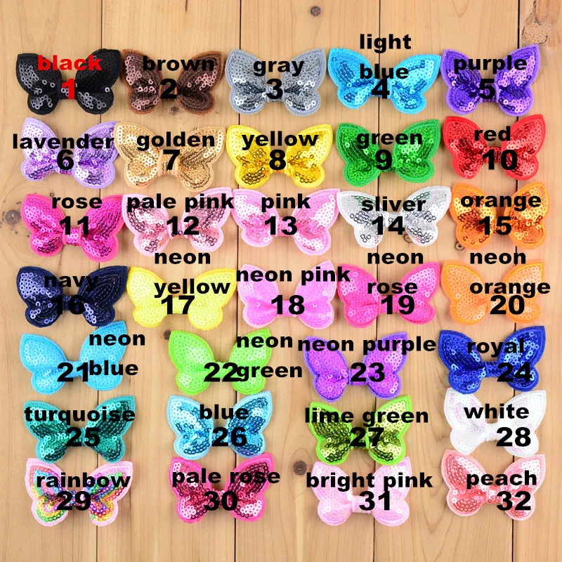 

Set of 60 pcs SEQUIN Butterfly BOW Appliques 2 inch size