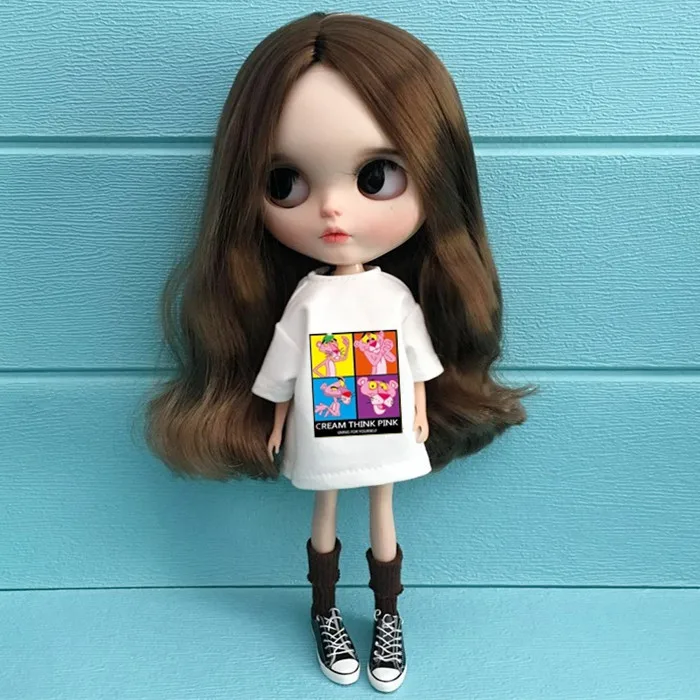 Модная Кукла blyth футболка одежда свинка длинная рубашка Барби платье для Pullip Licca