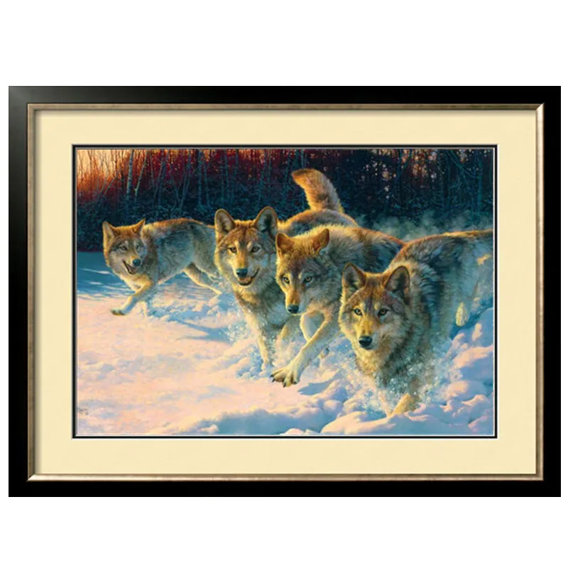 

Golden panno,Needlework,Embroidery,DIY Animal Painting,Cross stitch,kits,14ct ferocious wolves Cross-stitch,Sets For Embroidery