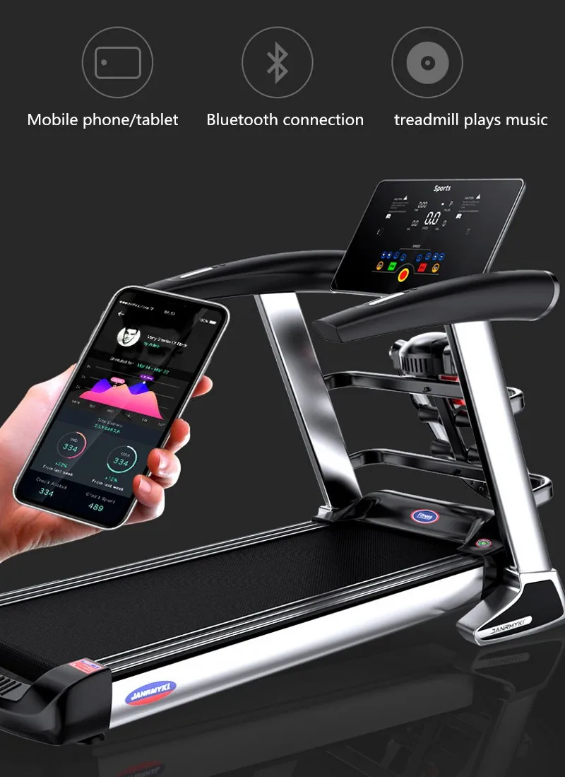 HD lcd цветной экран электрическая беговая дорожка Bluetooth многофункциональная тренировка для занятий спортом в помещении для складывания дома беговые дорожки