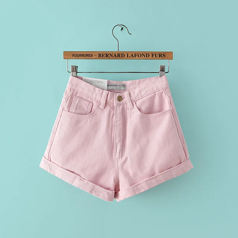 Fashion Slim High Waist Women Denim Punk Shorts Preppy Style Loose Casual AA Jeans Short Student Female Thin Solid Color Summer | Женская