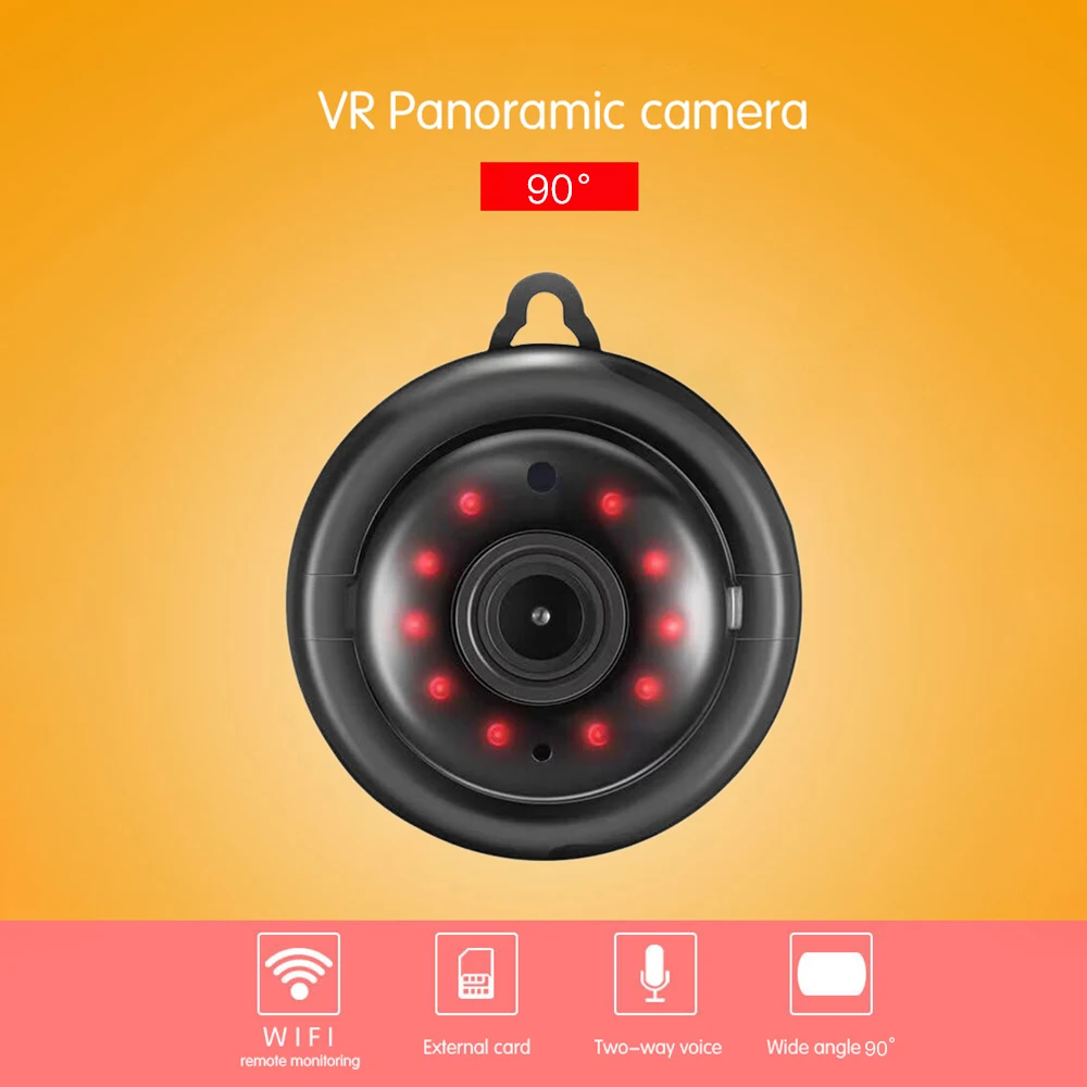 720P широкоугольный 180 градусов VR мини беспроводной WIFI инфракрасный ночной