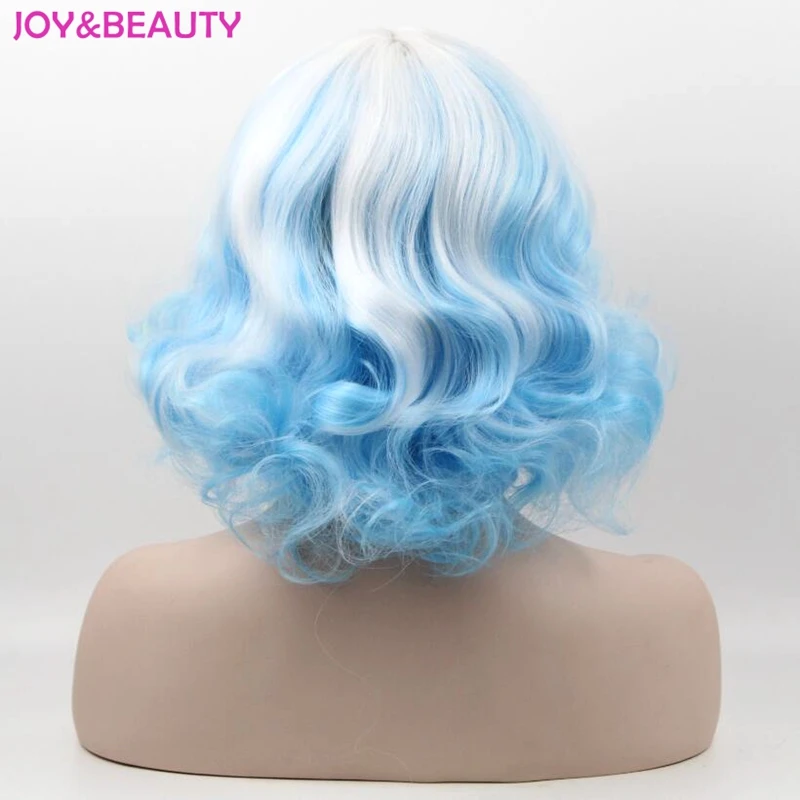 Парик для косплея JOY & BEAUTY 20 см термостойкие синтетические волосы белые синие