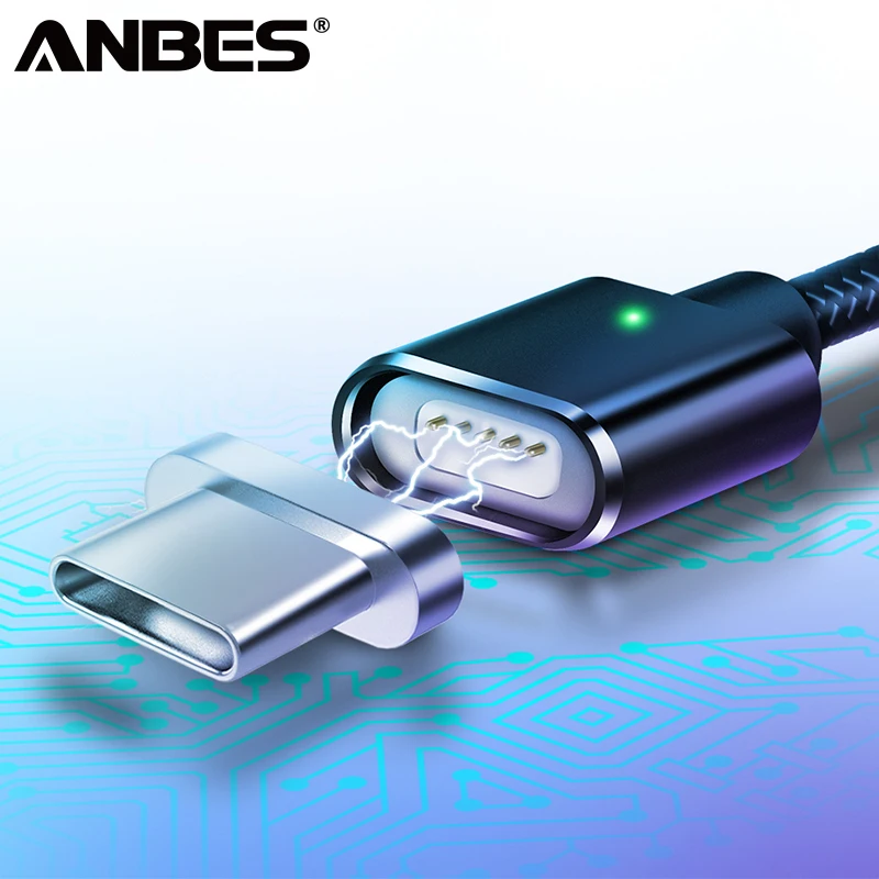 ANBES Магнитный Тип C кабель магнит Quick Charge usb type кабели 1 м Android провода мобильного