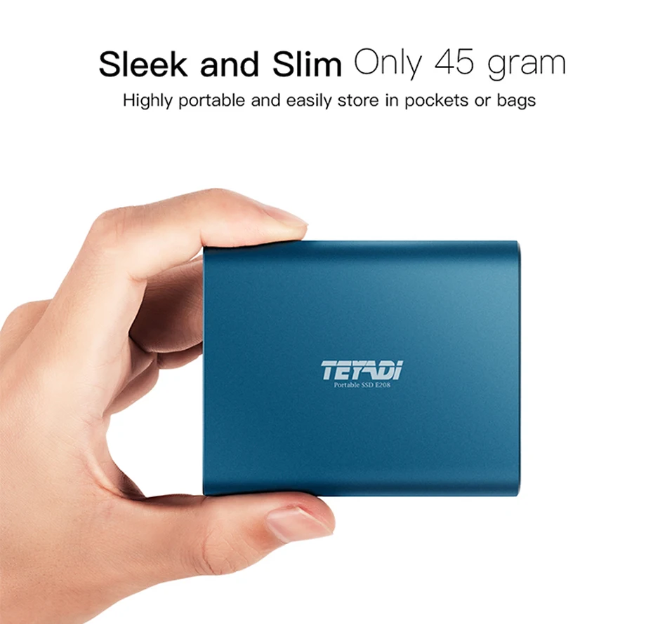 Внешний SSD накопитель TEYADI 1 ТБ 500GB type C USB 3,1 Gen 2, Портативный твердотельный накопитель, совместимый с Mac, ноутбуком, ПК
