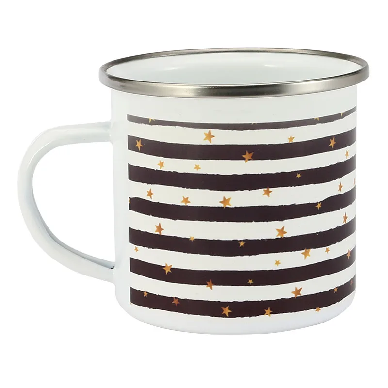 Simple Stainless Steel Hem with Black Star Striated Office and Household Tea Mug | Дом и сад