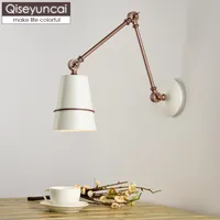 Qiseyuncai Nordic modern minimalist wood art wall lamp creative living room study reading bedroom bedside lamps free shipping