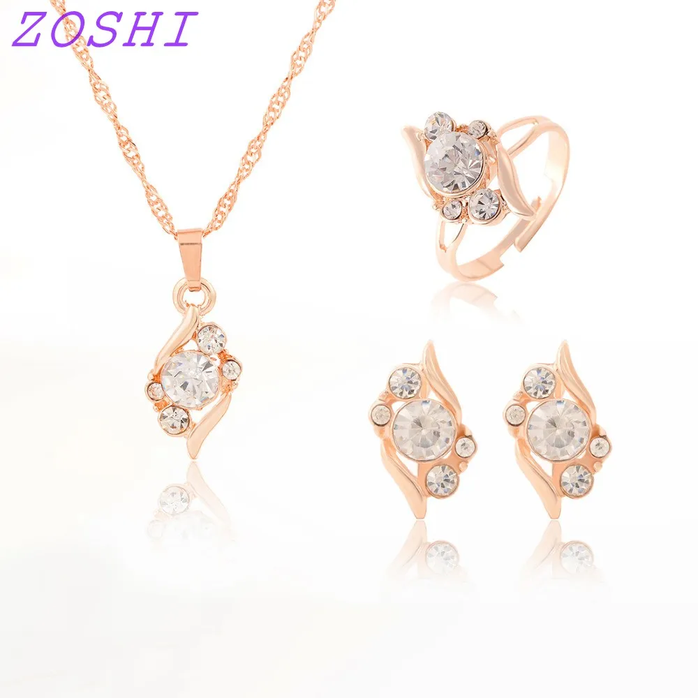 Комплект из колье серёг и кольца с фианитом|wedding jewelry sets|fashion setjewelry sets |