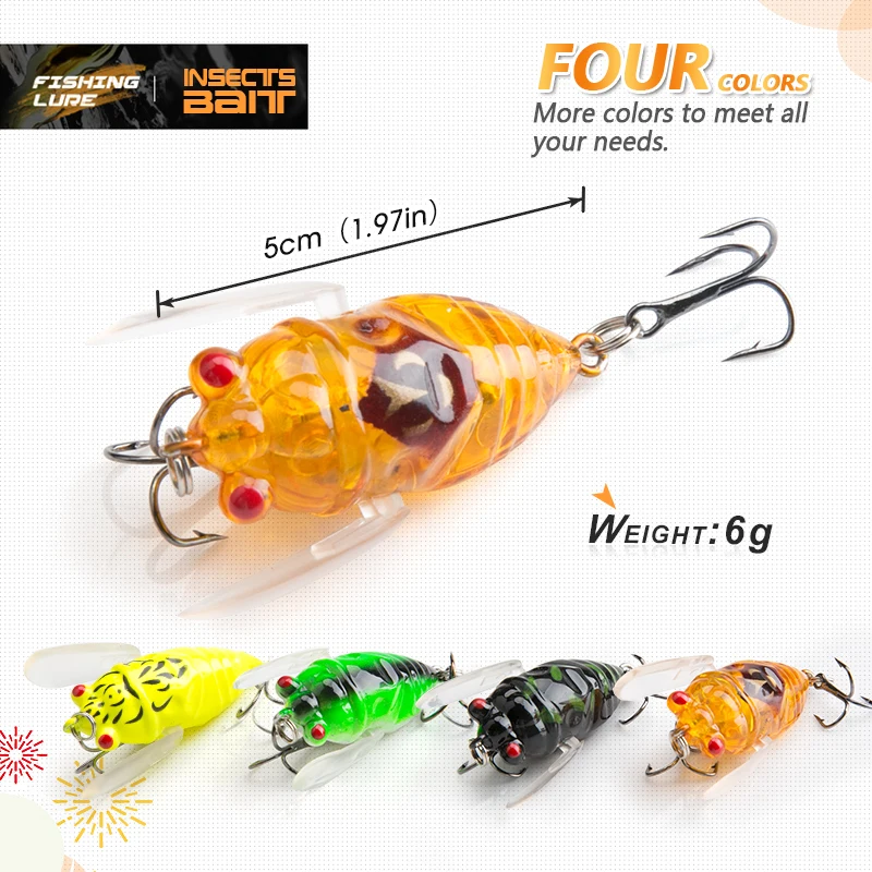 1 шт. искусственная приманка DONQL для ловли насекомых 4 см 6 г Cicada Bait Topwater Bass iscas para Pesca