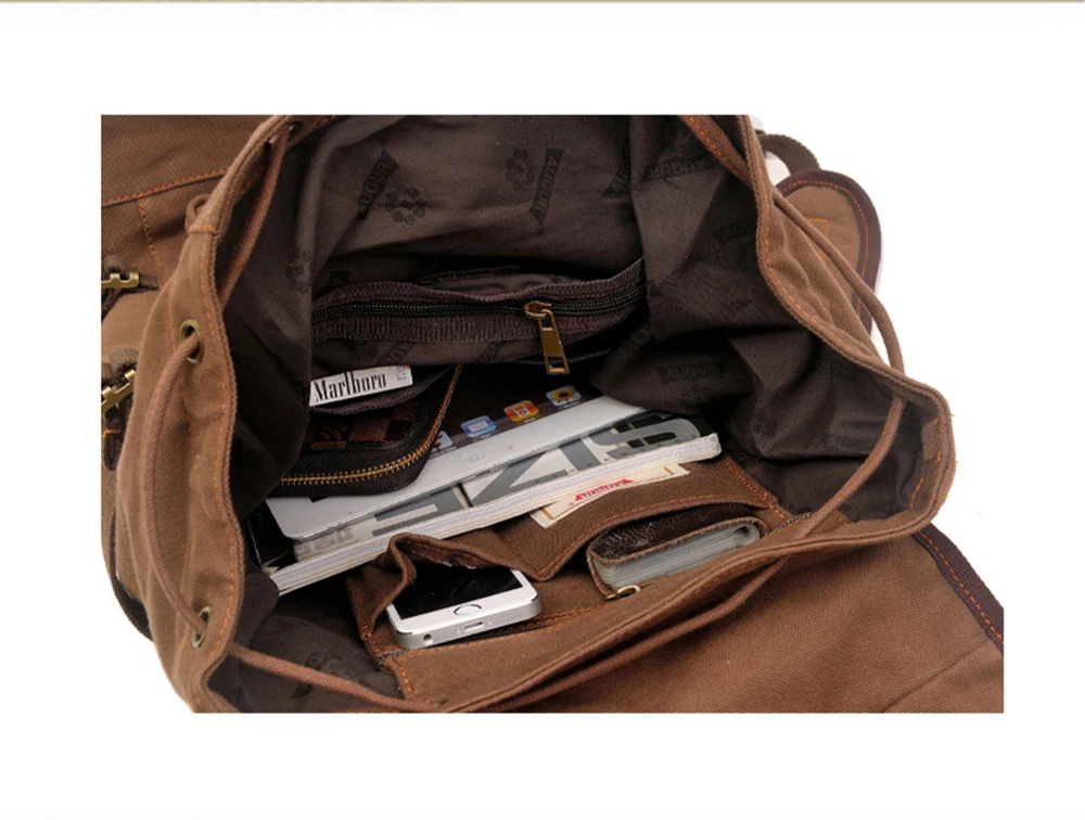 Men's Backpack Vintage Canvas morrales Military Style School Man Rucksack Mountaineering Rugzakken Male Travel Bag | Багаж и сумки