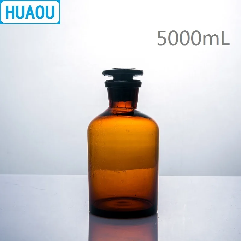 Реагент с узким горлом HUAOU 5000 мл бутылка 5л коричневое Янтарное стекло