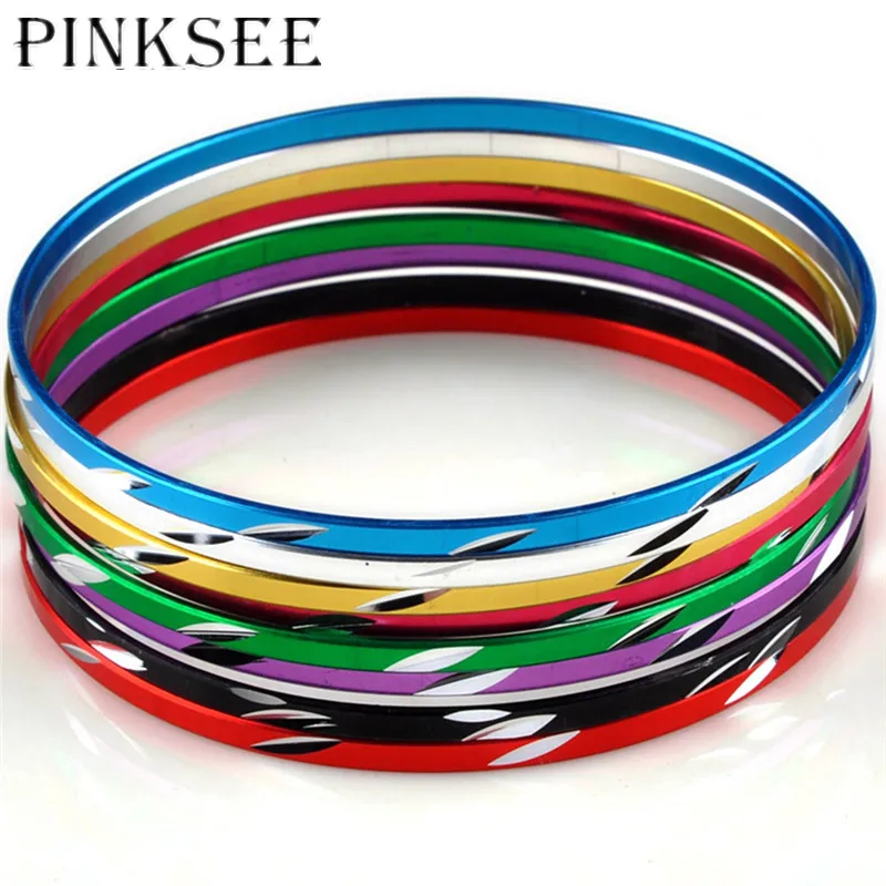 Pinksee 30 шт./компл. модный смешанный цветной браслет с петлей тонкий круг танцевальный браслет хроматический алюминиевый амулет, ручной браслет для детей подарок