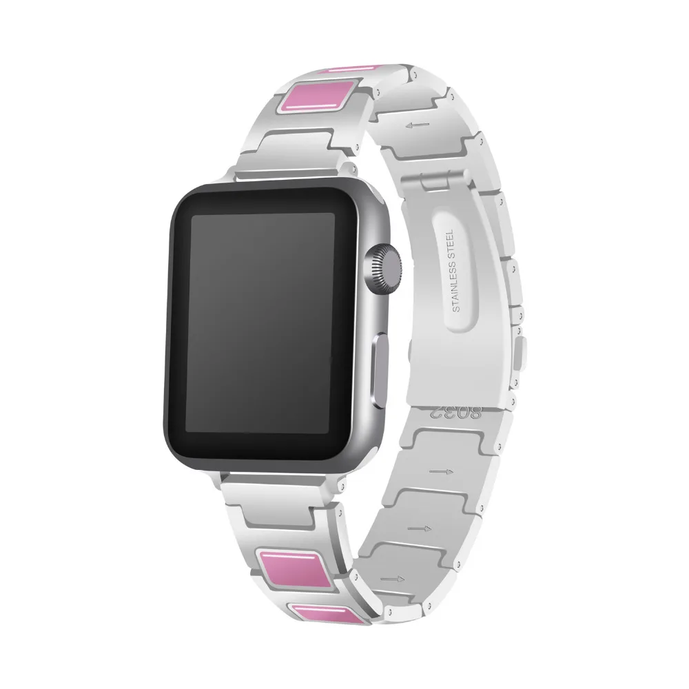 Браслет с квадратным звеном для apple watch Ceramc ремешок из нержавеющей стали 42 мм/38 мм