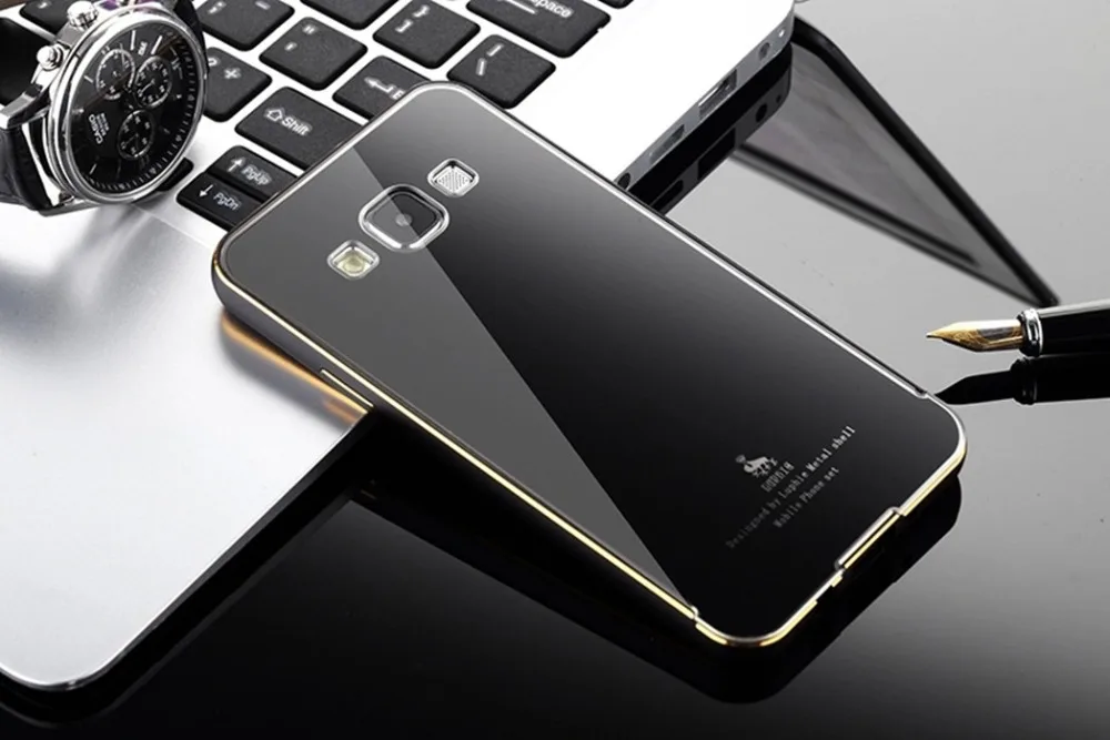 Luphie For Samsung Galaxy A3 metal case with Acrylic mirror back cover Luxury shockproof shell A3000 aluminum housing