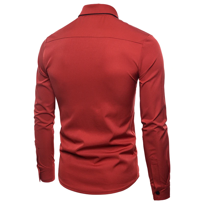 TUNEVUSE Men Shirts Europe Size Slim Fit Male Shirt Long Sleeve British Style Cotton Men's Mens Clothing Street Wear | Мужская