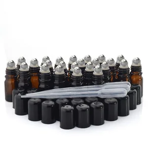 24 шт., бутылки из янтарного стекла, 5 мл