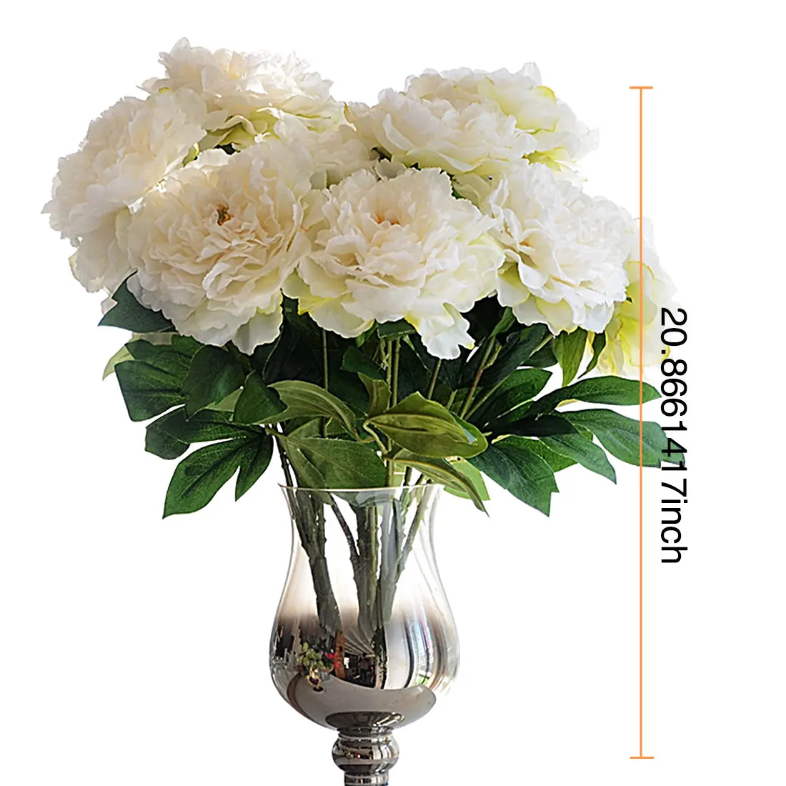 Natural Lifelike 5 Heads Artificial Flower Hydrangea Peony Bridal Bouquet Silk For DIY Home Party Decor with Green leaf | Дом и сад