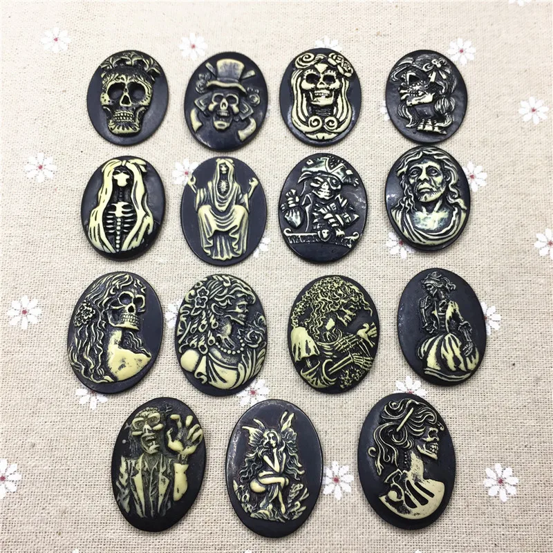 Бесплатная доставка! Забавная камея с черепом/красавицей из смолы кабошон