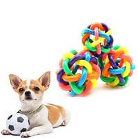 1pc colorful rubber ball pet dog toys braided dogs teeth cleaning chew toys outdoor interactive toys with bells puppy cat toy