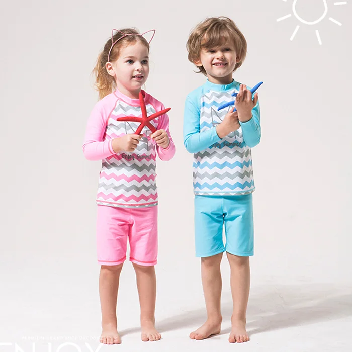 Cartoon Children Boys Girls Long Sleeve Swim Wear 2017 Baby Kids Printed Swimsuits Beach Two Pieces With Swimming Bathing Suit | Спорт и