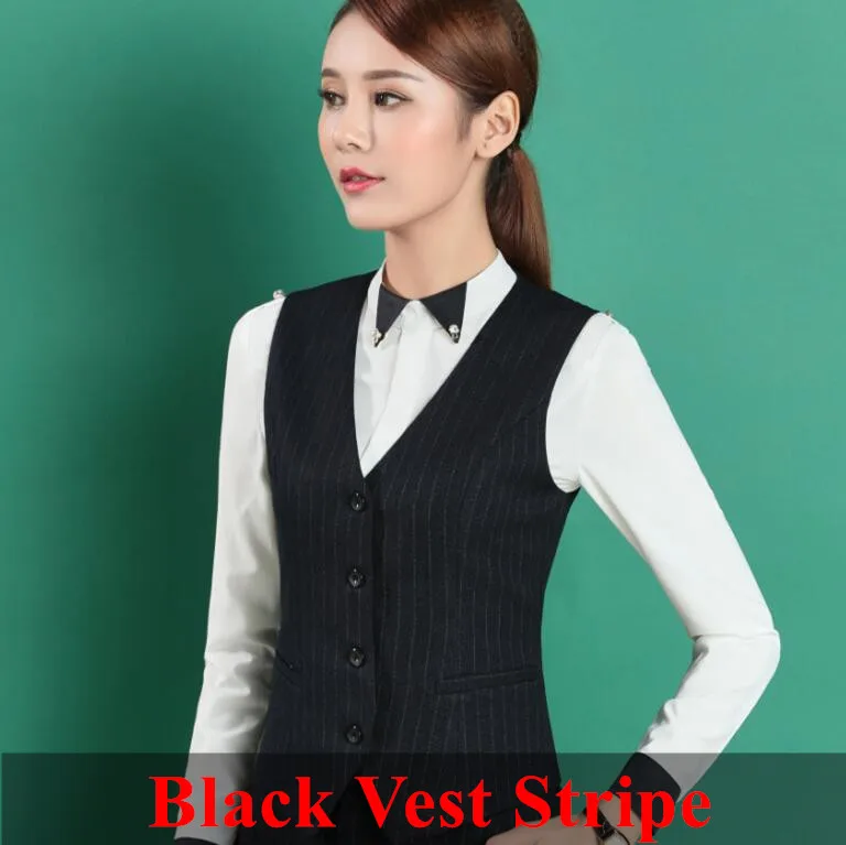 Black stripe vest Высокое качество женский полосатый жилет Новое поступление осенняя одежда для офиса Дамская мода размера плюс Рабочая одежда - Цвет: Black stripe vest
