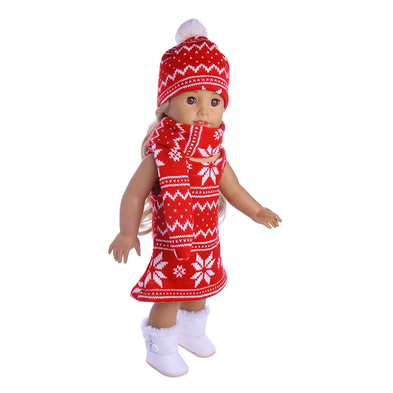 Doll Clothes Accessories Red Winter Sweater 3pcs Fit 18 Inch &amp 43 Cm - our Generati | Игрушки и хобби