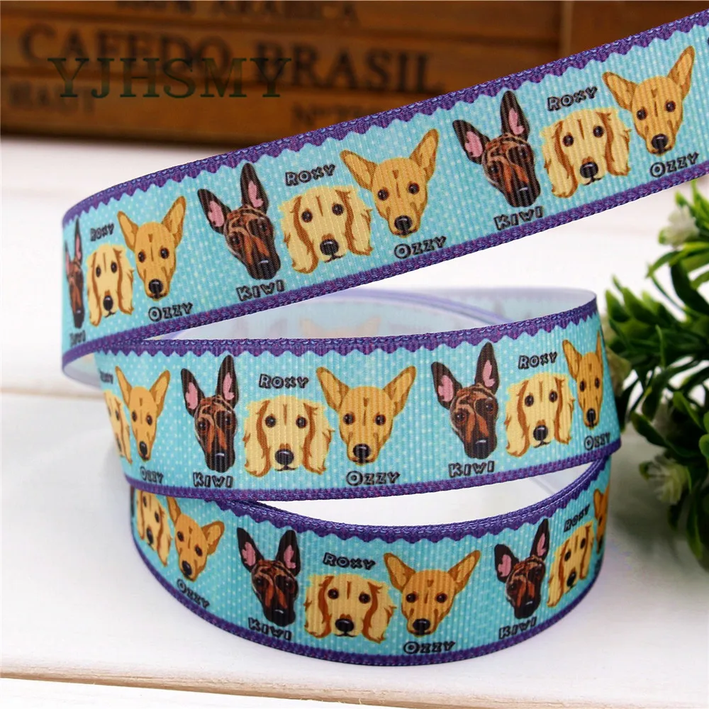 YJHSMY D 17329 1224 10 ярдов 25 мм мультфильм собака печатных grosgrain ленты Свадебные