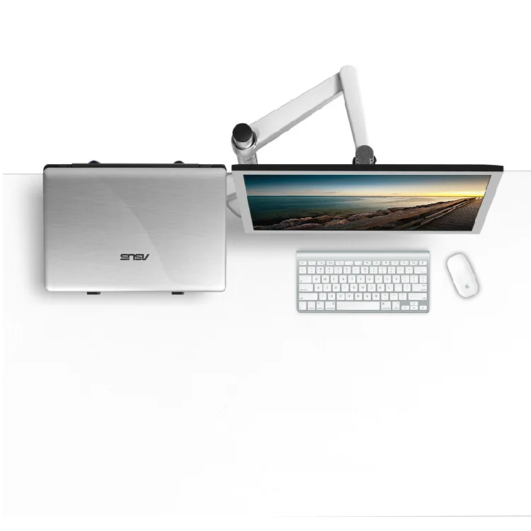 OA-7X Multimedia Desktop Dual Arm 27 Inch LCD Monior Holder+ Laptop Holder Stand Table Full Motion Monitor Mount | Электроника
