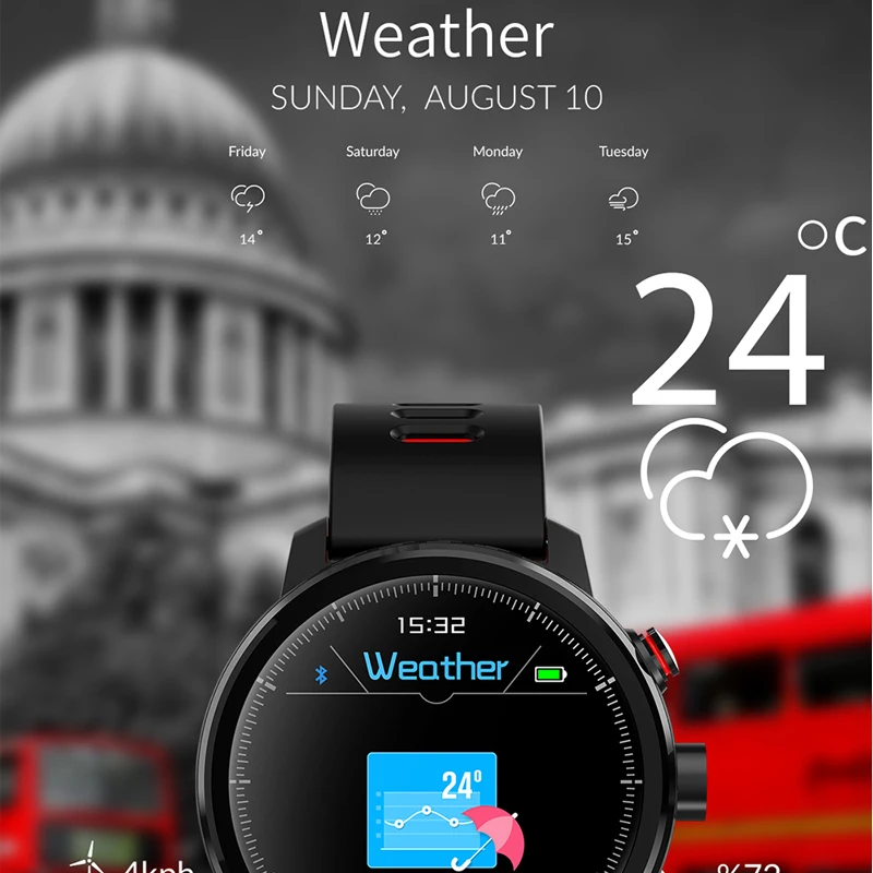 IP68 Водонепроницаемые L5 мужские Смарт часы пульсометр погода светодиодное