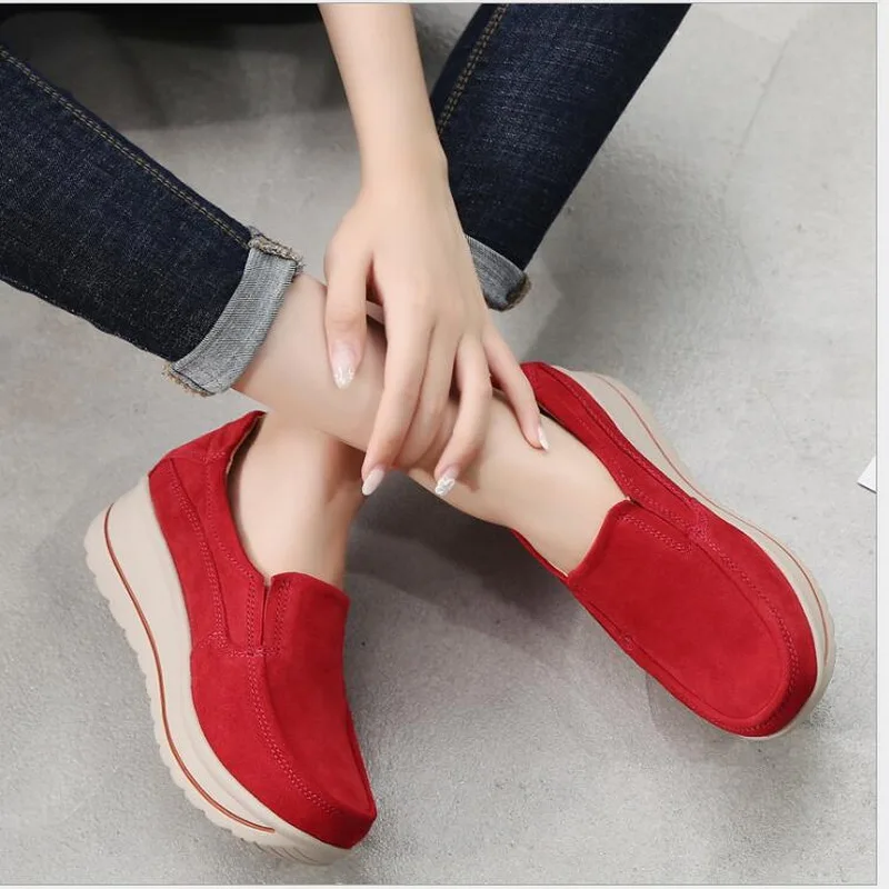 RUSHIMAN Autumn Women Flat Platform Loafers Ladies Elegant Genuine Leather Moccasins Shoes Woman Sneakers Shoes