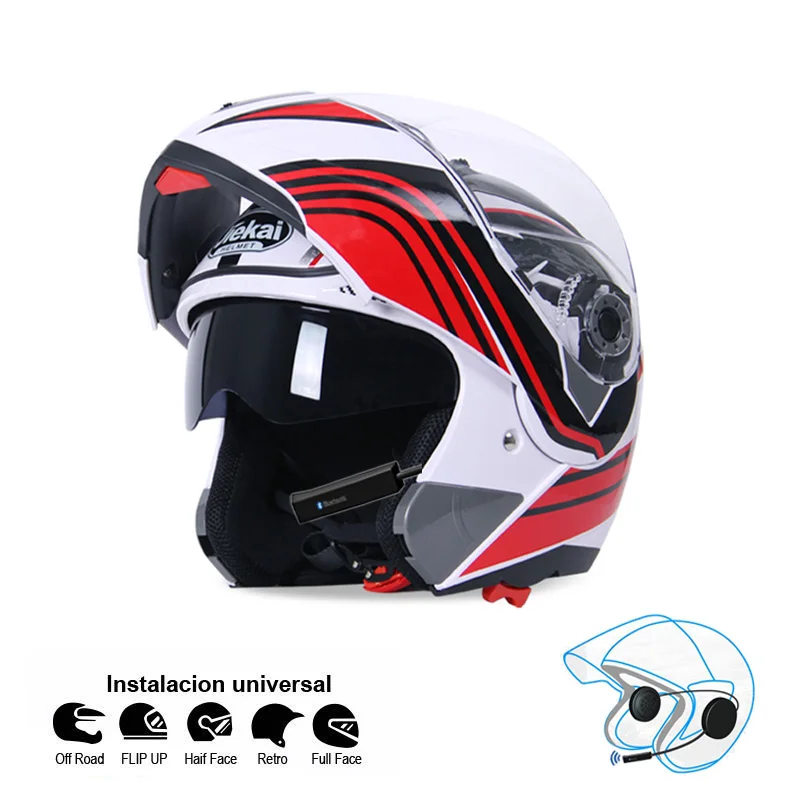 Years Мотоциклетный Bluetooth шлем флип-ап Motocicleta каск BT КАСКО мото двойные Козырьки мотоциклетный шлем емкость ECE Jiekai - Цвет: Years