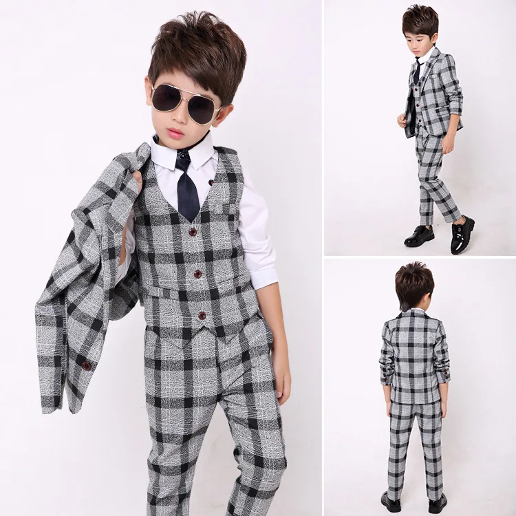 New Boys Formal Suits for Weddings Brand Kids Party Tuxedos Gentlemen Birhtday Dress Blazer Vest Pants Shirt Clothes F023 | Детская