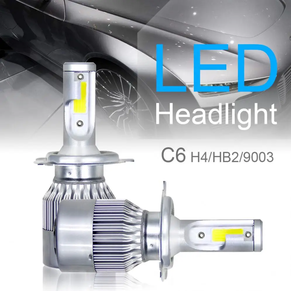 Фото 1 пара H4 / HB2 9003 C6 10800LM 6000K 120W COB светодиодный светильник для головы автомобиля набор
