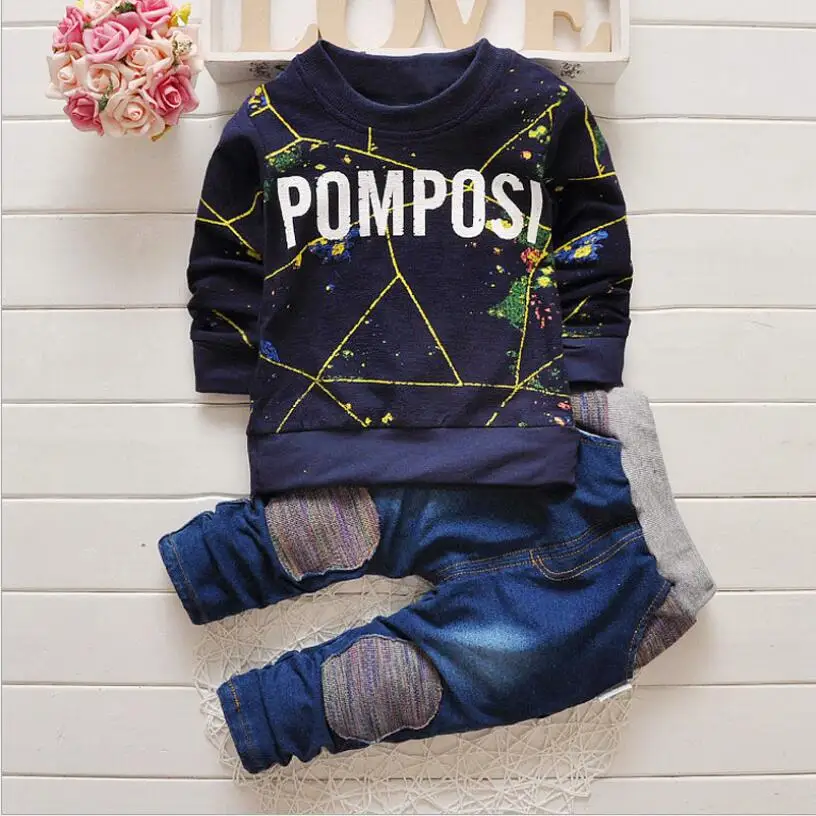2019 fashion spring and autumn models Korean children's wear knitted jeans suit boys pants |