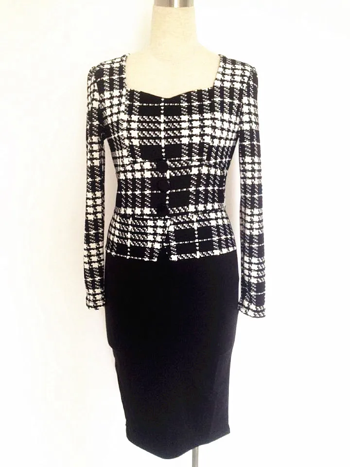 Дропшиппинг 2015 для женщин Осень Элегантный Винтаж с длинным рукавом хлопок