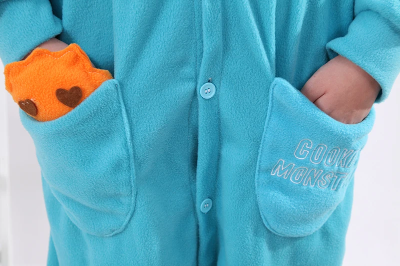 Кигуруми мультфильм Синий Печенья Монстр комбинезоны для взрослых пижамы