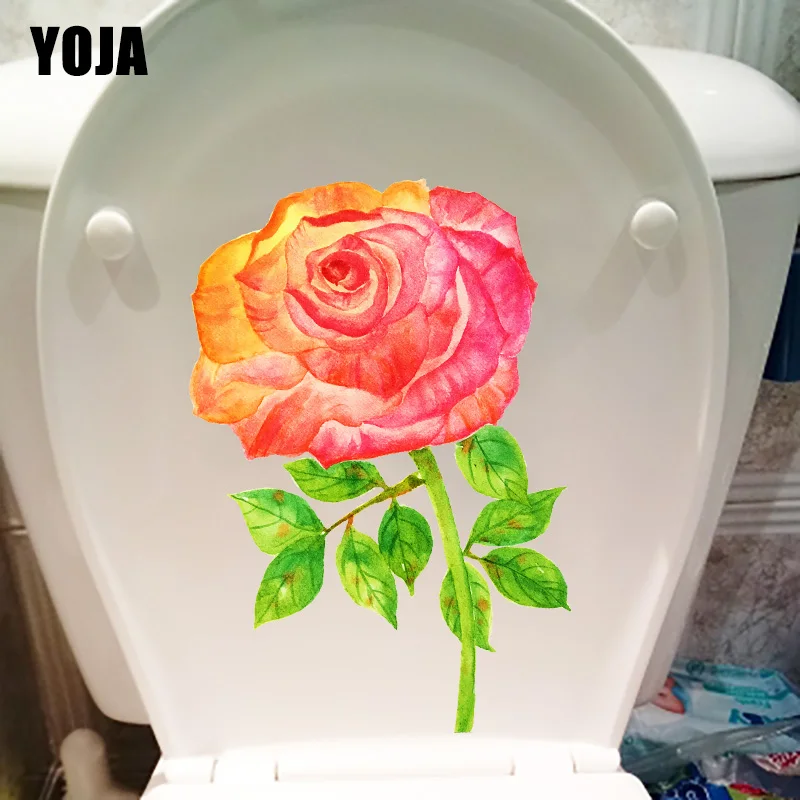 

YOJA 15.5X22.2CM Hand-Painted Delicate Rose Branch Toilet Seat Stickers Fashion Home Wall Decor T1-1314