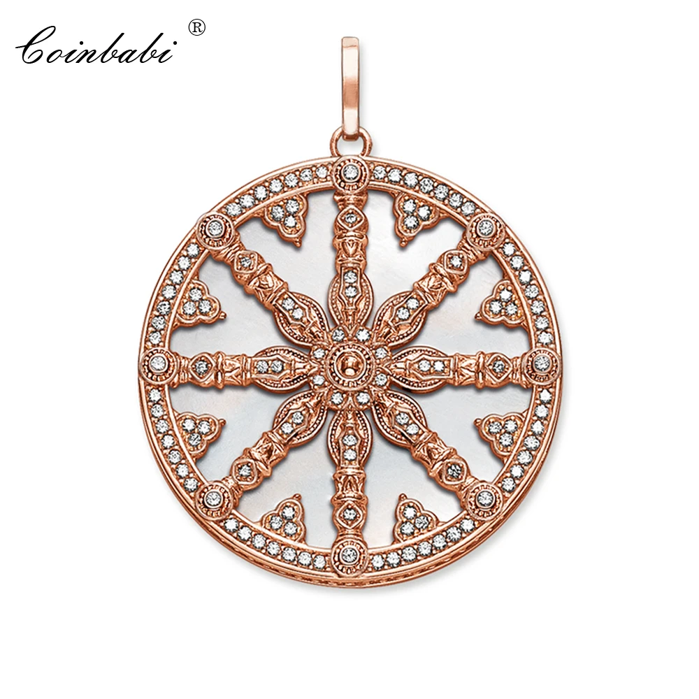 

Pendant Karma Wheel Rose Gold 925 Sterling Silver For Women Girls Trendy Gift Europe Chains Jewelry Pendant Fit Necklace